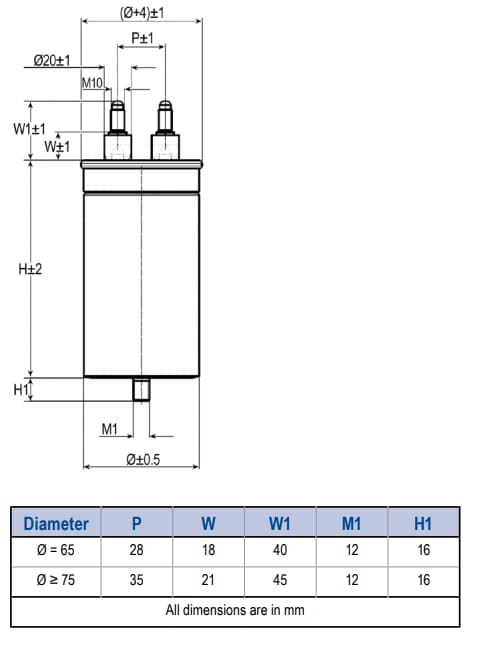 機械製圖 - KEMET KEMET C44P MKP系列交流濾波器電容器