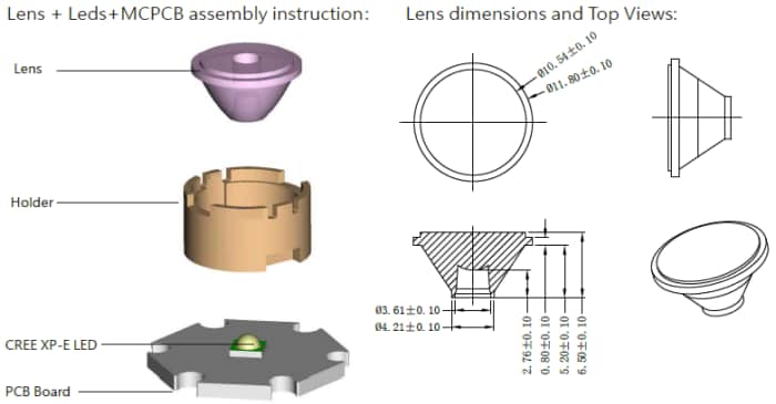 LedLink Optics Single Secondary Lenses for High Power LEDs