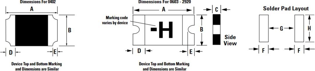 Mechanical Drawing - Littelfuse Low Rho SMD PPTCs