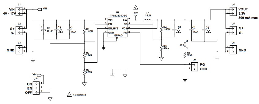 Schematic - Texas Instruments TPS62125EVM-044 Evaluation Module