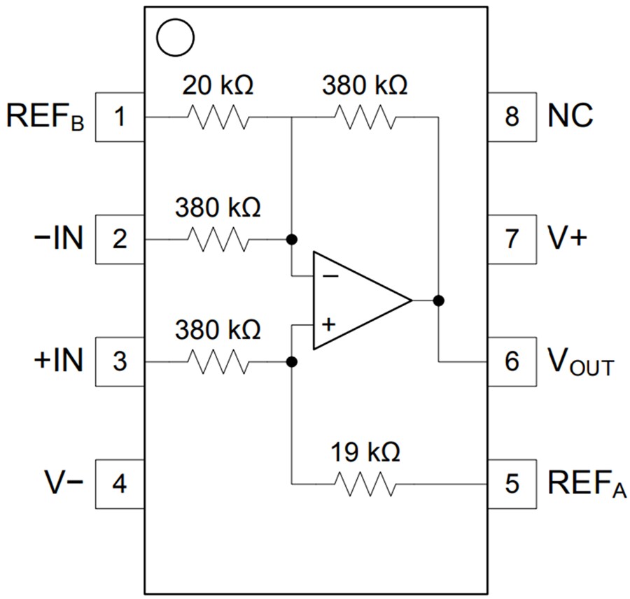 Application Circuit Diagram - Texas Instruments INA149 Common-Mode Voltage Difference Amplifier