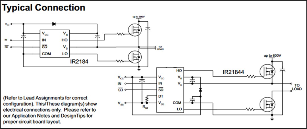 Application Circuit Diagram - Infineon Technologies IR2184x Half-Bridge Drivers