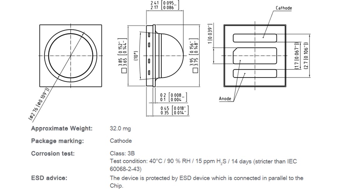 Mechanical Drawing - ams OSRAM OSLON Black LEDs