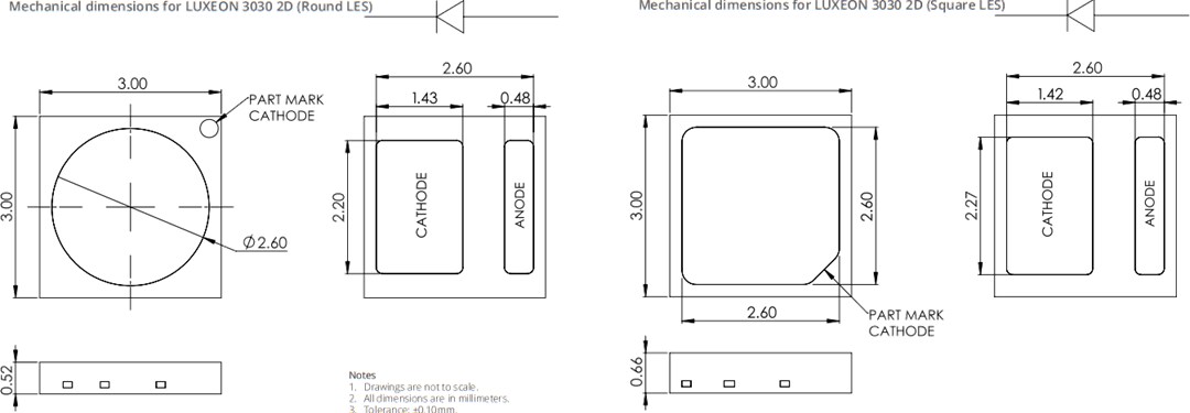 Mechanical Drawing - Lumileds LUXEON® 3030 2D LEDs