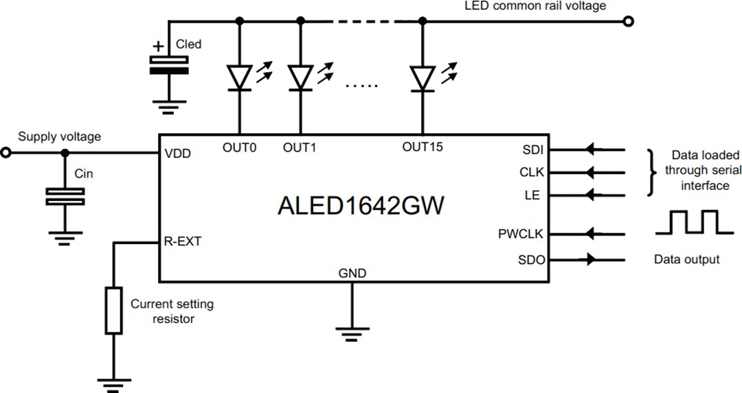 Application Circuit Diagram - STMicroelectronics ALED1642GW LED Display Driver