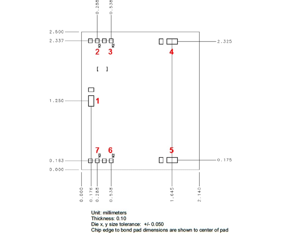 Mechanical Drawing - Qorvo TGS2355 High Power GaN Switch