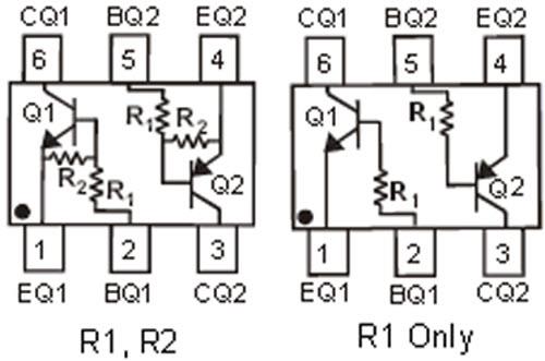 Schematic - Diodes Incorporated DCX-U Pre-Biased Dual Transistors