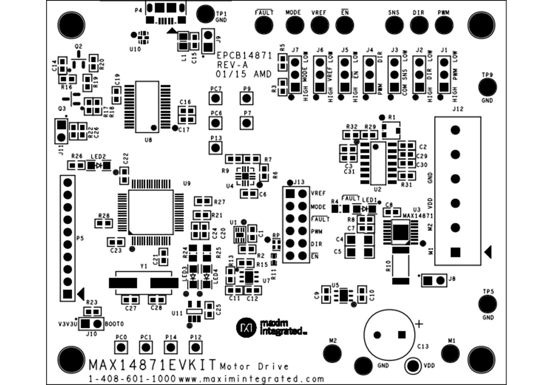 Mechanical Drawing - Analog Devices / Maxim Integrated MAX14871EVKIT Evaluation Kit
