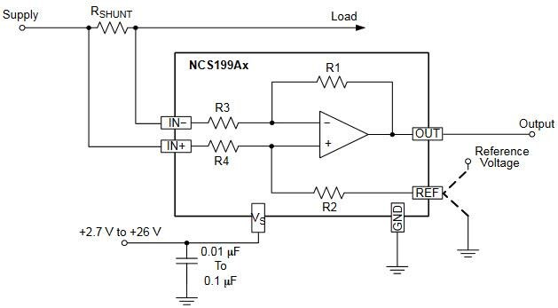 Schematic - onsemi NCS199A Current Sense Amplifiers