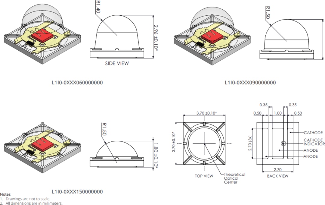 Mechanical Drawing - Lumileds LUXEON IR Domed LEDs