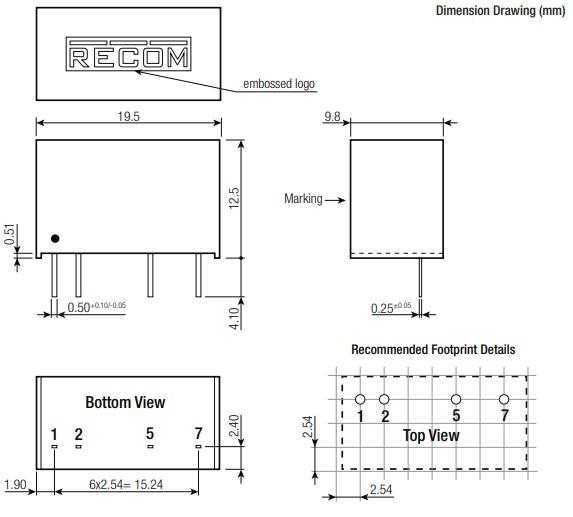 Chart - RECOM Power RxxP06S Single Output DC/DC Converters