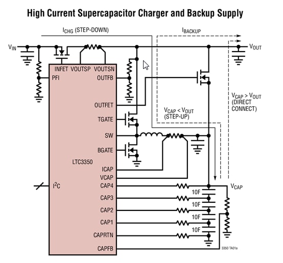 Application Circuit Diagram - Analog Devices Inc. LTC335x High Current Supercapacitor Chargers