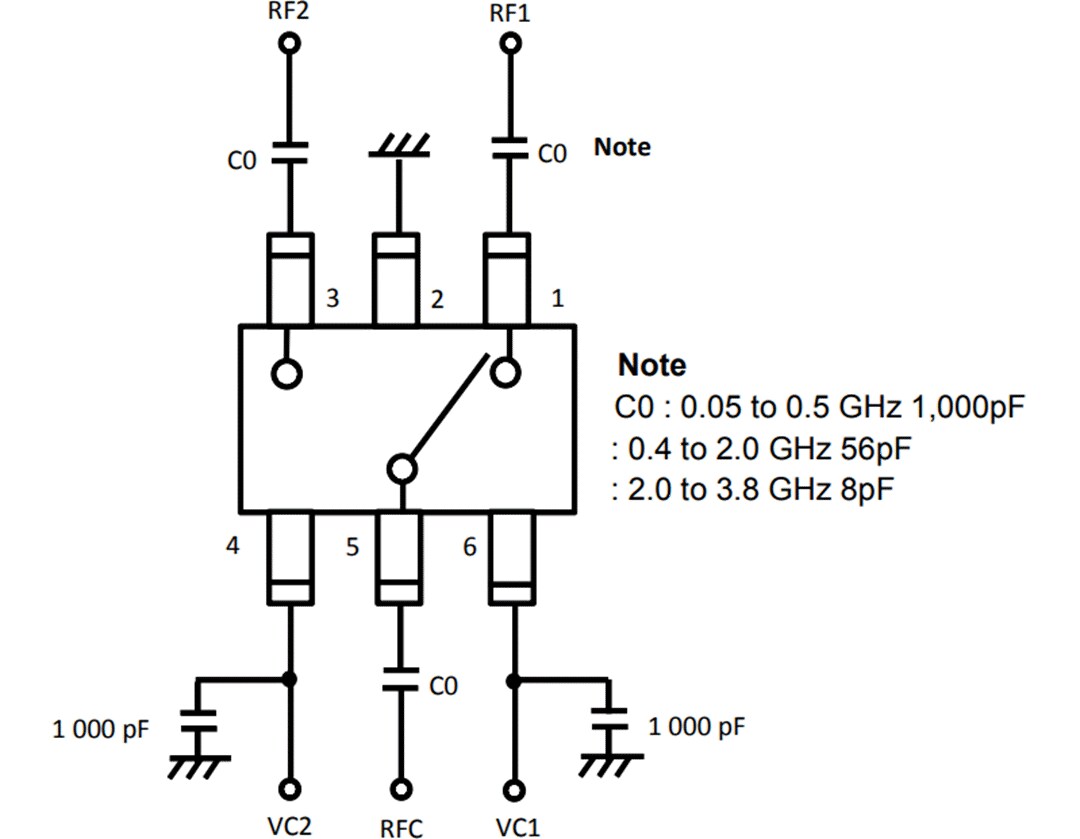 Application Circuit Diagram - CEL CG2409M2 GaAs MMIC SPDT RF Switch