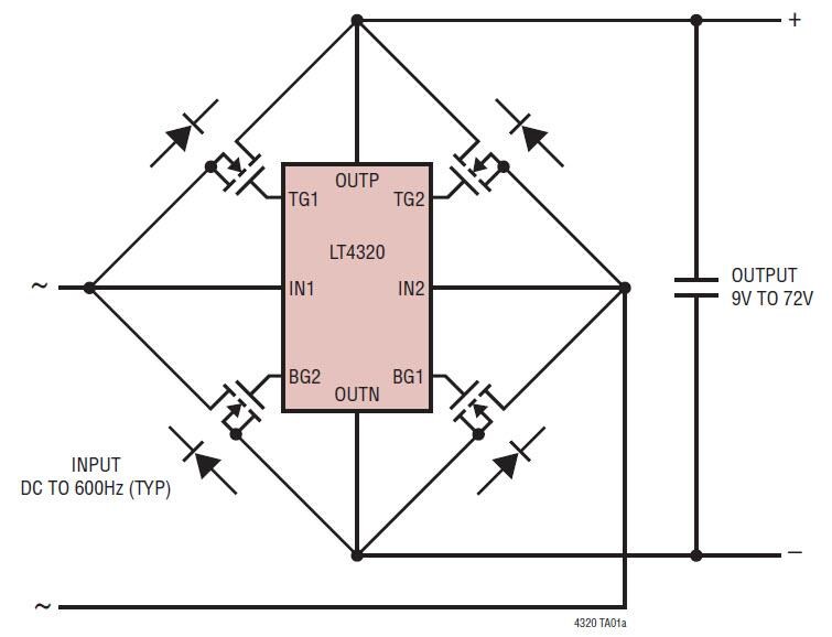 Block Diagram - Analog Devices Inc. LT4320 Ideal Diode Bridge Controllers