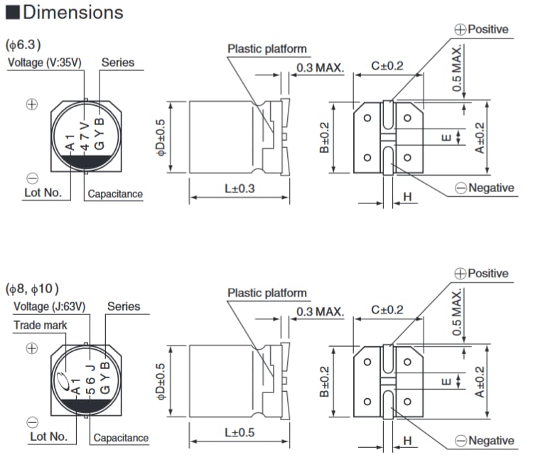 機械製圖 - Nichicon GYB系列電容器