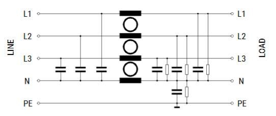 Schematic - KEMET FLLD Series High Performance EMI Filters