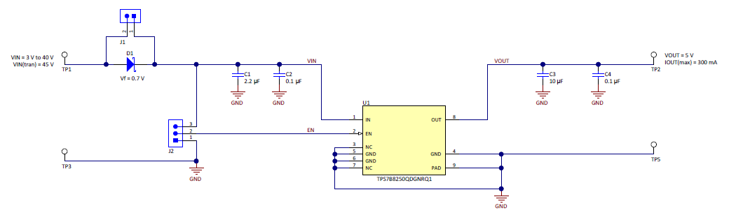 Schematic - Texas Instruments TPS7B8250EVM Evaluation Module