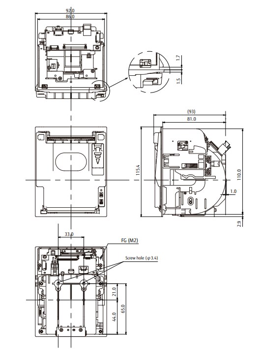 Mechanical Drawing - FCL Components FTP-62 High-Speed Thermal Printers