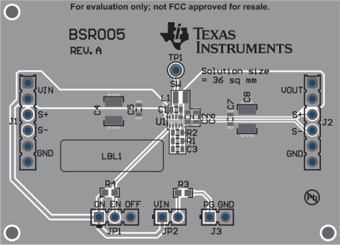 Mechanical Drawing - Texas Instruments TPS62821EVM-005 Converter Evaluation Module