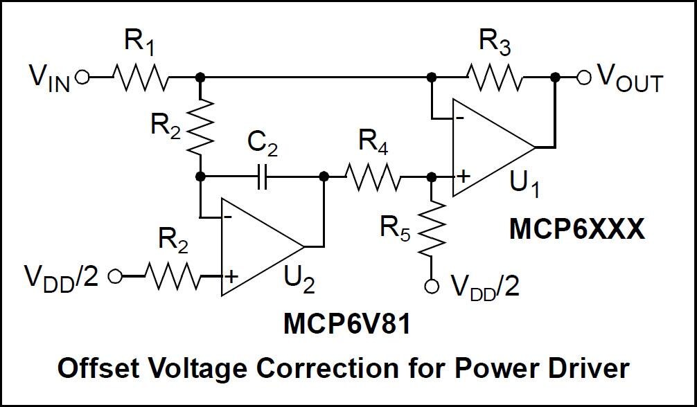 Application Circuit Diagram - Microchip Technology MCP6V82 Zero-Drift Op Amps