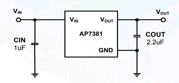 Application Circuit Diagram - Diodes Incorporated AP7381 Positive Voltage Regulator ICs