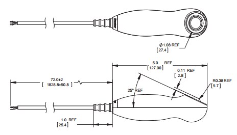 Mechanical Drawing - Switchcraft Cordette® Alternate Action Cord Switch with LED