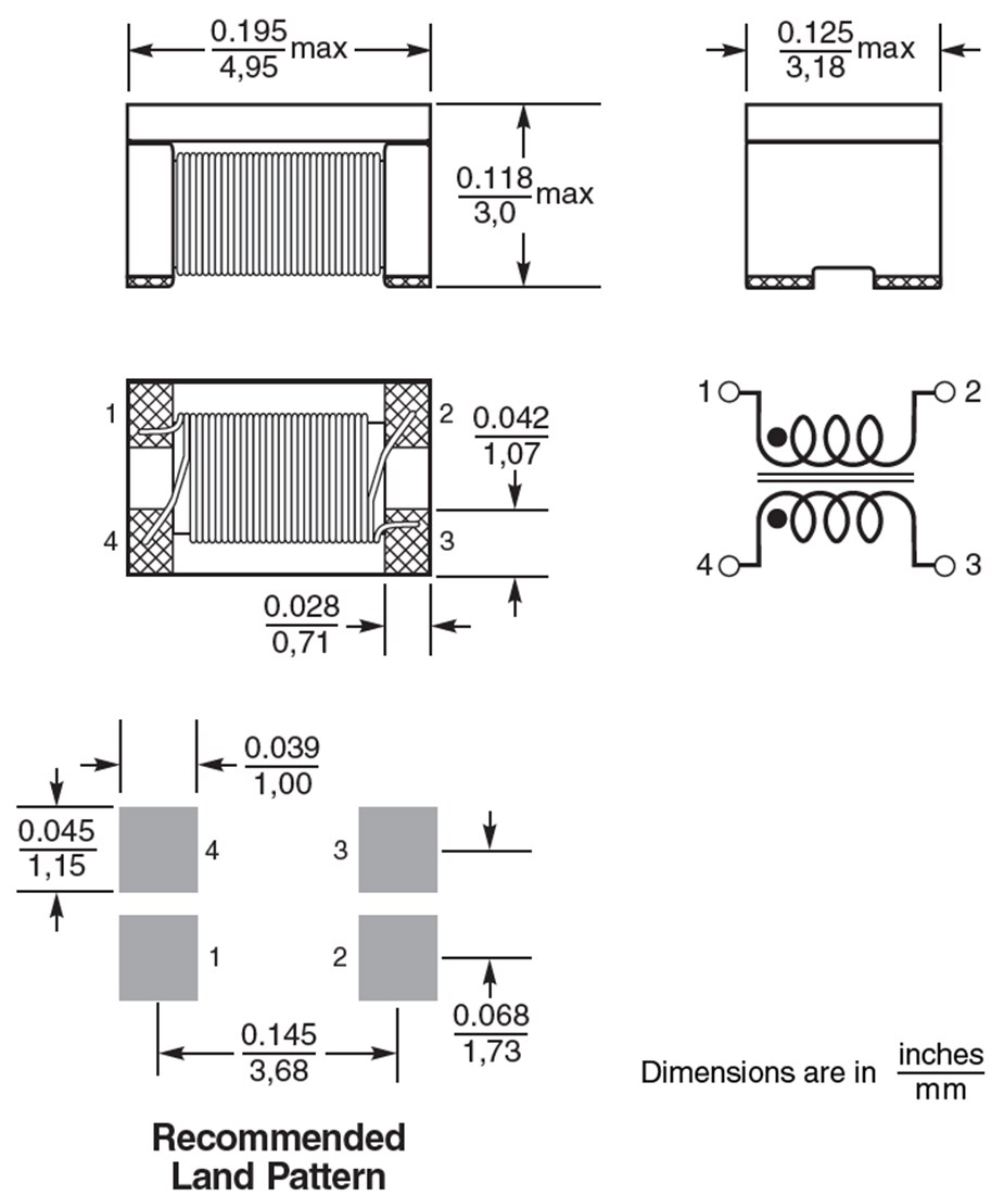 機械製圖 - Coilcraft 1812CAN共模扼流電感器