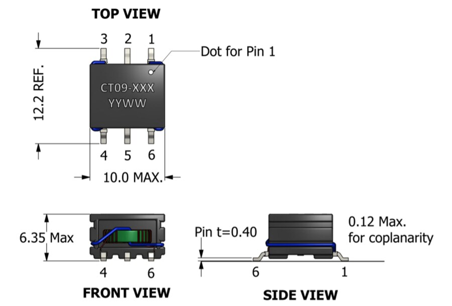 Mechanical Drawing - ICE Components CT09 Current Sense Transformers