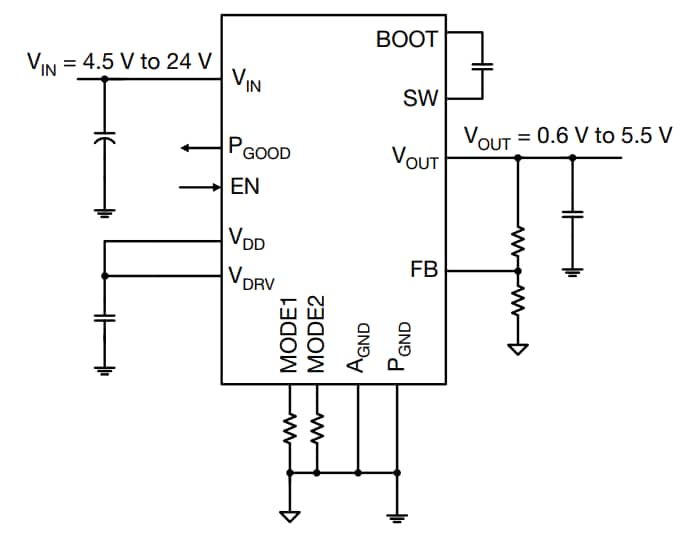應用電路圖 - Vishay microBRICK® DC/DC穩壓器模組