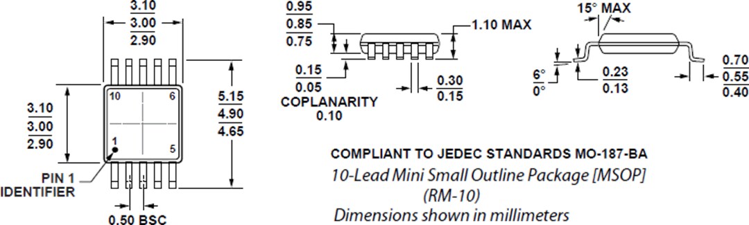 Mechanical Drawing - Analog Devices Inc. AD5600 High-Temperature 16 Bit DAC