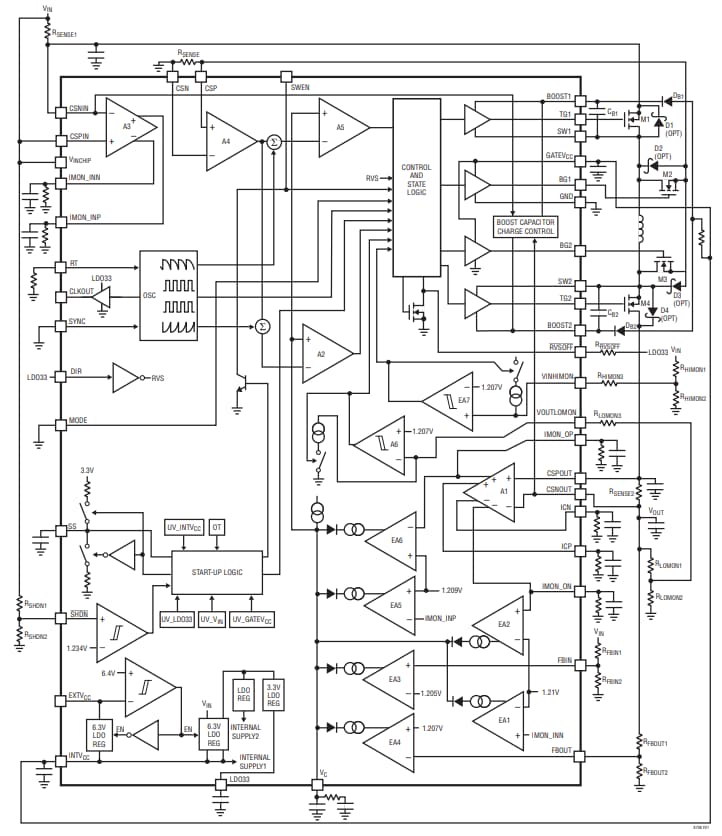 Block Diagram - Analog Devices Inc. LT8708x 4-Switch Buck-Boost Controllers