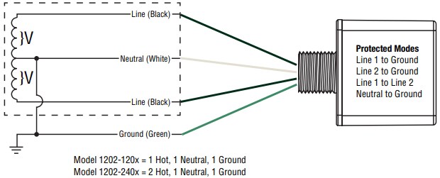 Application Circuit Diagram - Bourns 1202 Hardwired AC Hybrid Surge Protection Devices