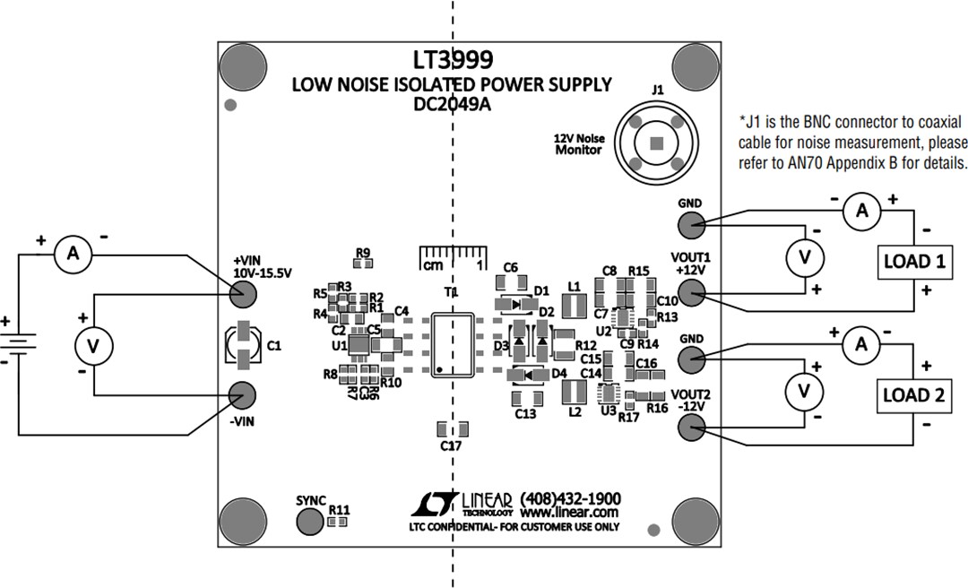 Mechanical Drawing - Analog Devices Inc. LT3999 Demo Board DC2049A