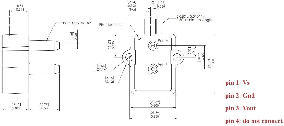 Mechanical Drawing - Amphenol All Sensors AXCA Prime-Grade Sensors