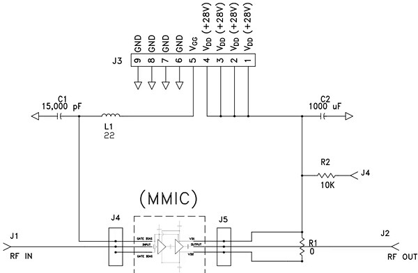 Schematic - MACOM CMPA2735075F1-AMP Demonstration Amplifier Circuit