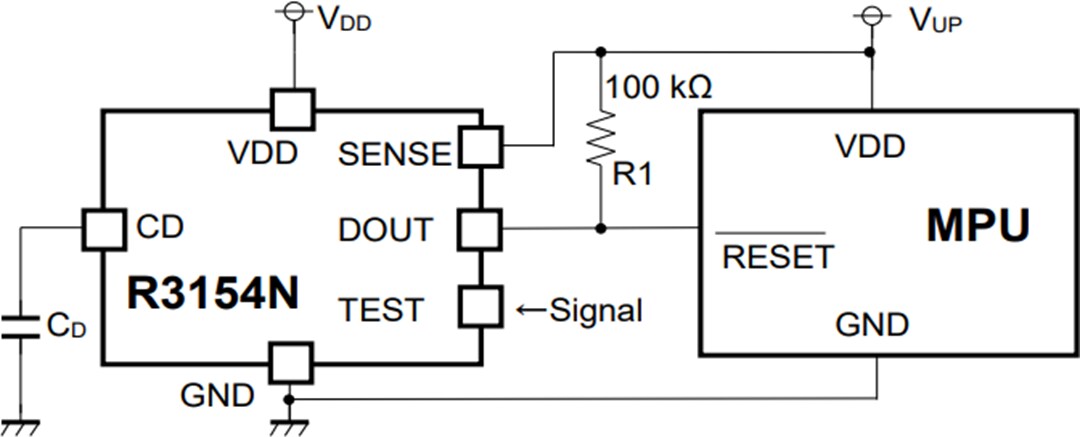 應用電路圖 - Nisshinbo R3154N系列電壓偵測器