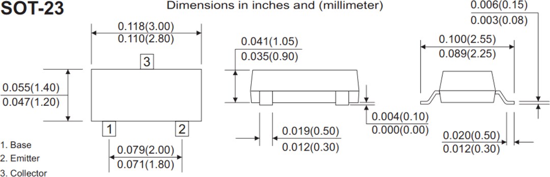 Mechanical Drawing - Comchip Technology AMMBT5551 Automotive Bipolar Junction Transistor