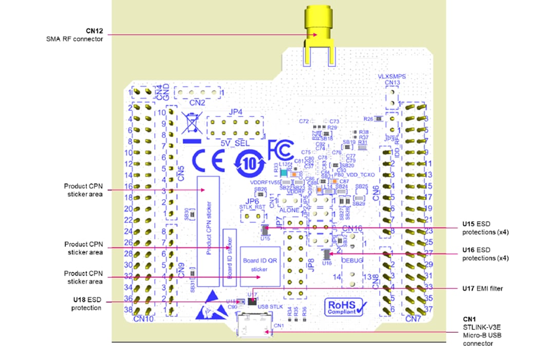 機械製圖 - STMicroelectronics STM32WL Nucleo-64板(NUCLEO-WL55JC)