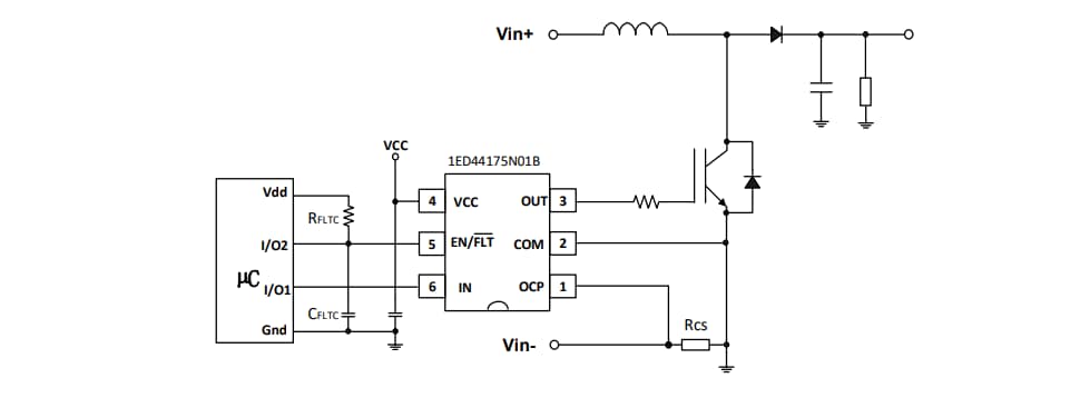 應用電路圖 - Infineon Technologies 1ED44175N01B 25V低側閘極驅動器