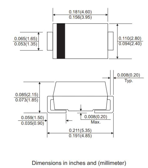 Mechanical Drawing - Comchip Technology AS1x-HF Standard Recovery Rectifiers