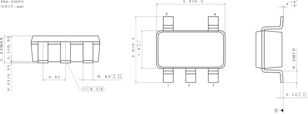 Mechanical Drawing - ROHM Semiconductor BD52 & BD53 Automotive Voltage Detector ICs