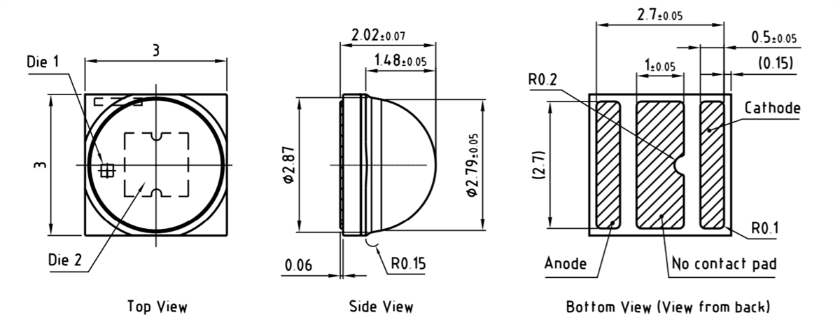 Mechanical Drawing - ams OSRAM OSLON® Square Horti White LEDs