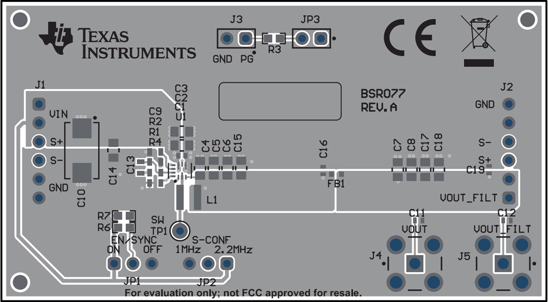Mechanical Drawing - Texas Instruments TPS6291xEVM-077 Converter Evaluation Modules