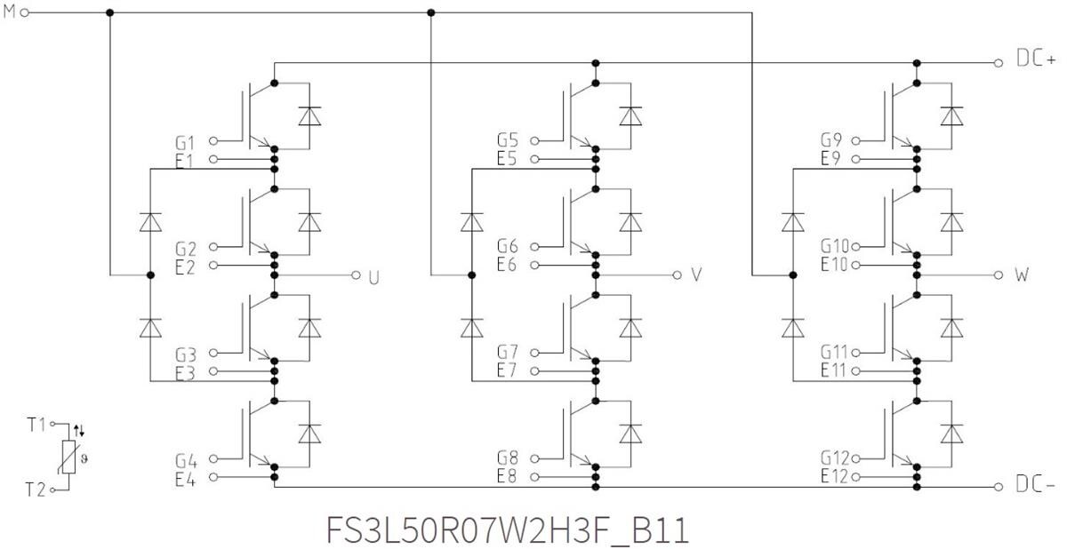 Application Circuit Diagram - Infineon Technologies Fx3L50R07W2H3FB11 EasyPACK™ IGBT Modules