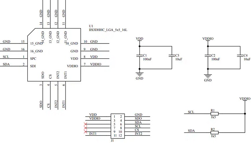 Schematic - STMicroelectronics STEVAL-MKI216V1K Digital Inclinometer Kit