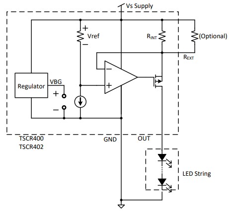 Application Circuit Diagram - Taiwan Semiconductor TSCR4x Linear LED Drivers
