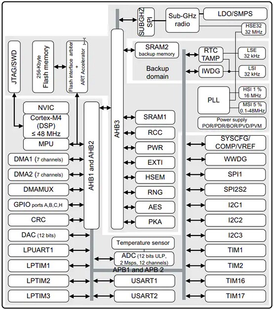 Block Diagram - STMicroelectronics STM32WLE5/E4xx 32-bit Wireless Long-Range MCUs