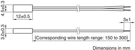 Mechanical Drawing - TDK NTCRP Thermistor