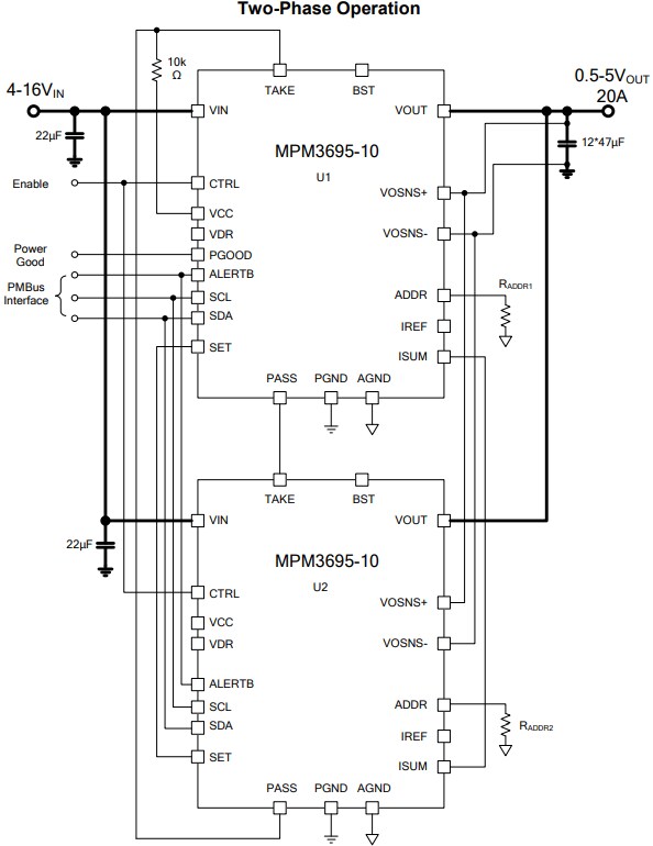 Application Circuit Diagram - Monolithic Power Systems (MPS) MPM3695GMQ-10 Power Module