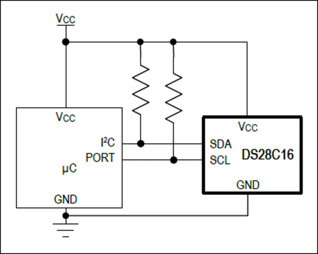 Application Circuit Diagram - Analog Devices Inc. DS28C16 DeepCover® SHA-3 I2C Authenticator